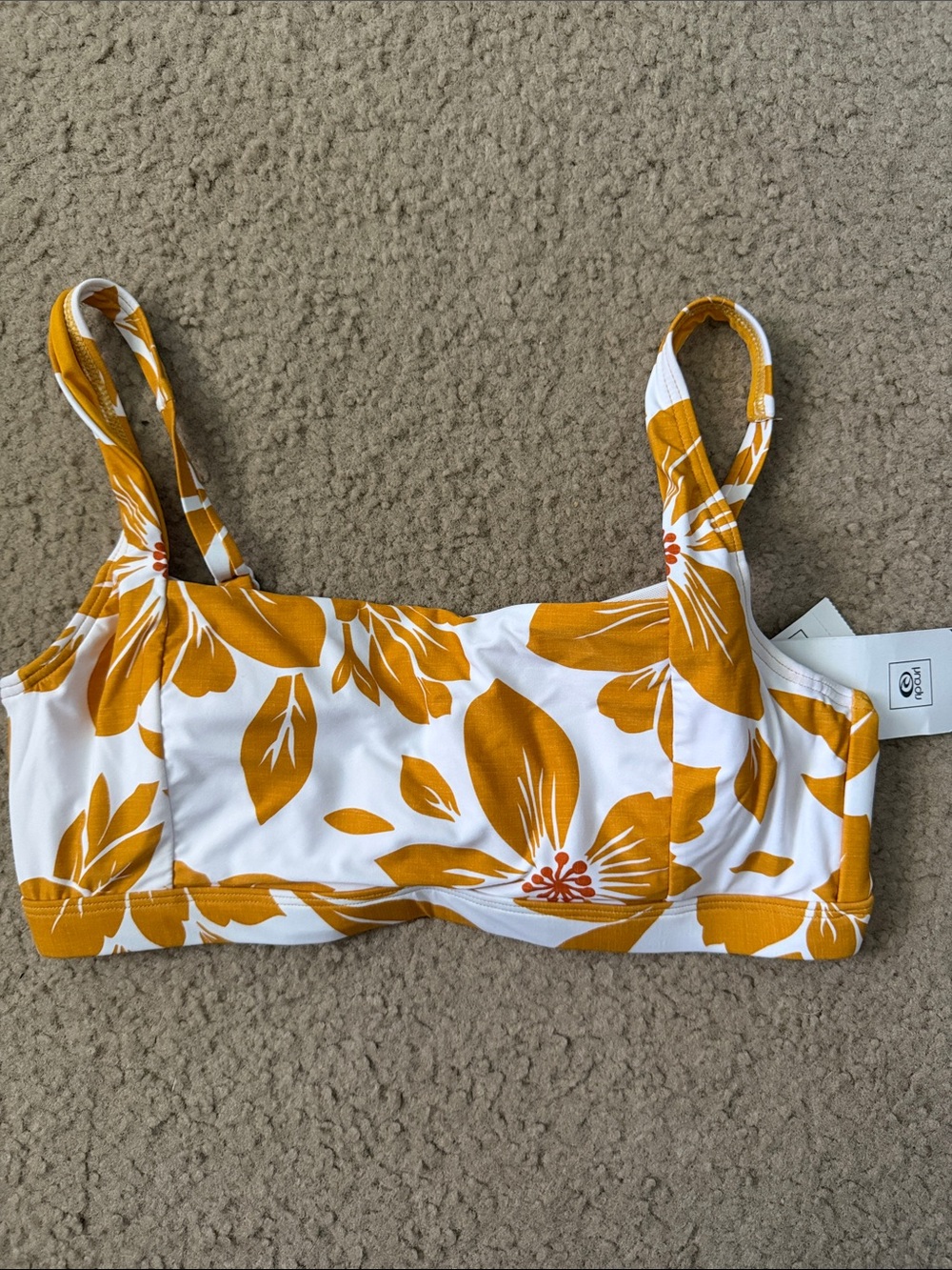 Rip Curl White and Mustard Floral Bikini Top